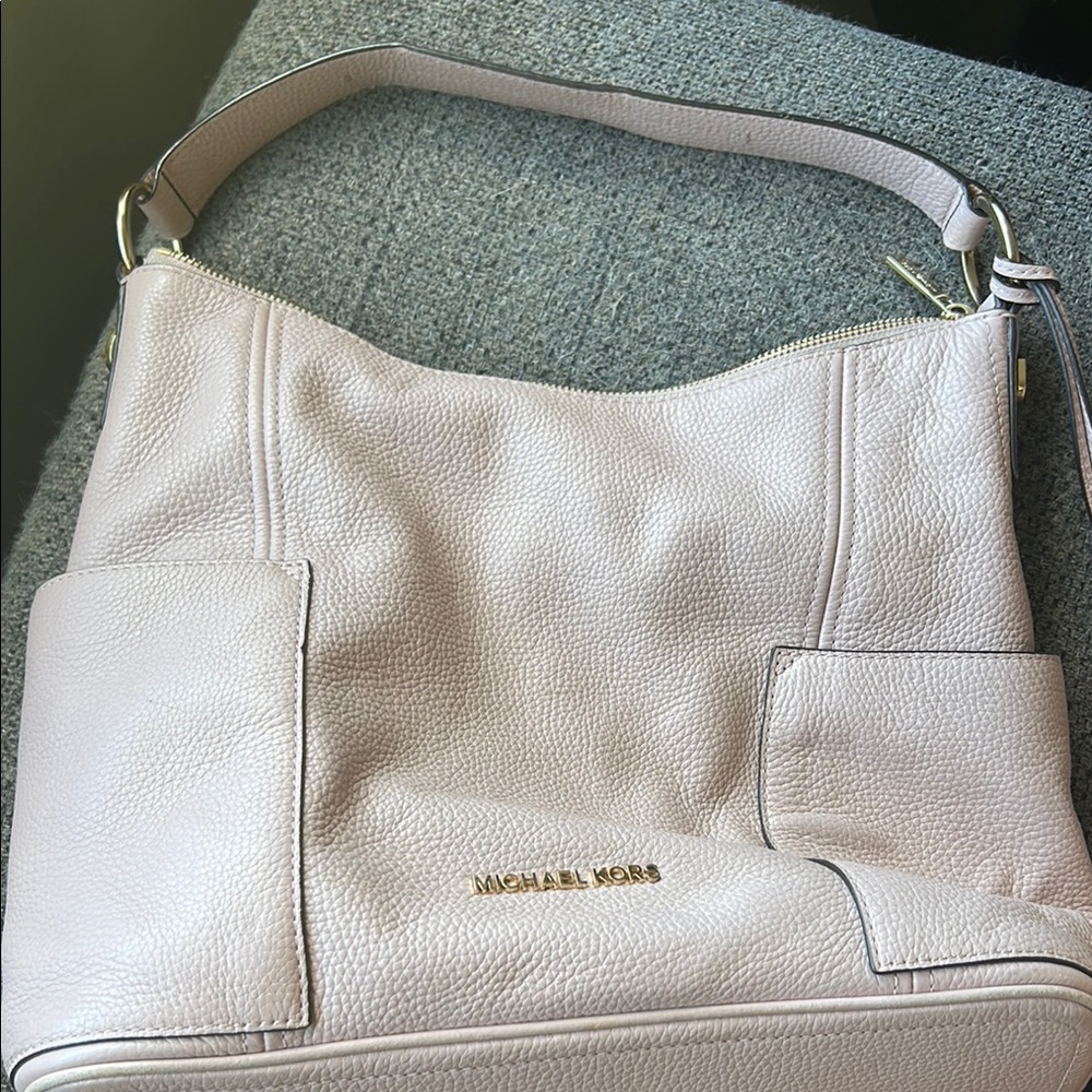 Michael Kors Pink Leather Shoulder Bag with Textured Finish